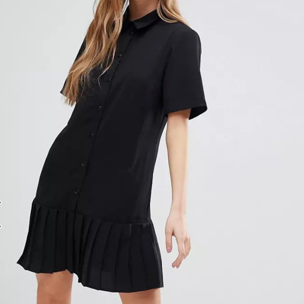 ASOS Mini Shirt Dress with Pleated Hem
